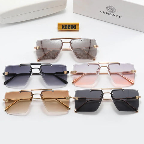 5 color fashion frameless double bridge polarized sunglasses