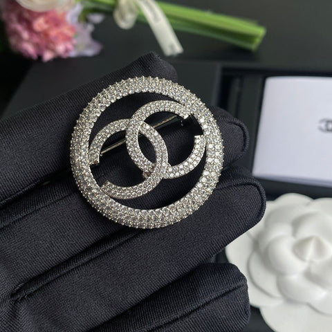 Sparkling Diamond Circle Brooch