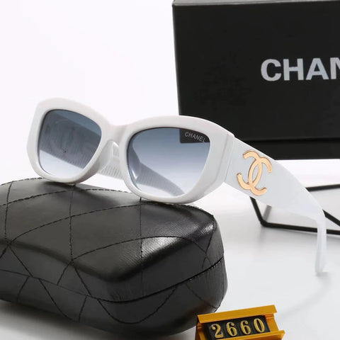 6-color stylish CC letter temple sunglasses