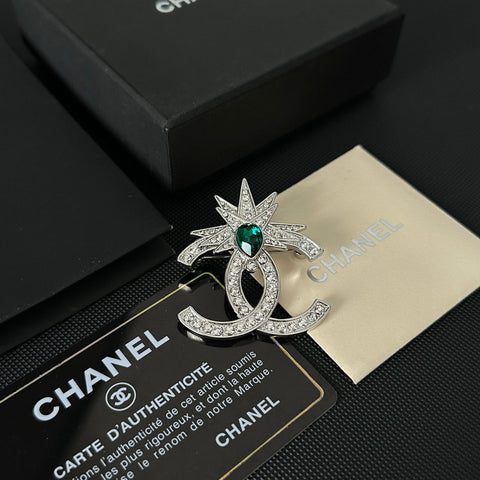 Emerald Rhinestone Brooch