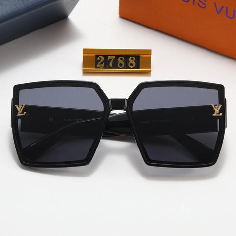 7 Colors Square Rhinestone Letter Polarized Sunglasses