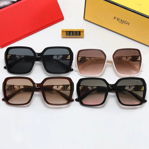 4-color fashion double F letter LOGO hollow temple polarized sunglasses