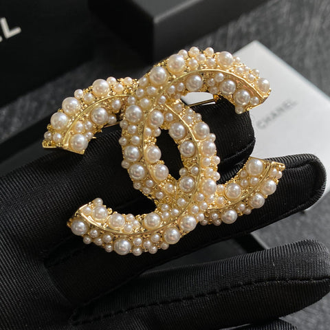 Elegant Pearl Logo Brooch