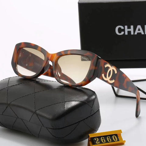 6-color stylish CC letter temple sunglasses