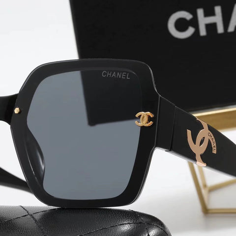 4-color fashion double C uppercase letter LOGO temple polarized sunglasses