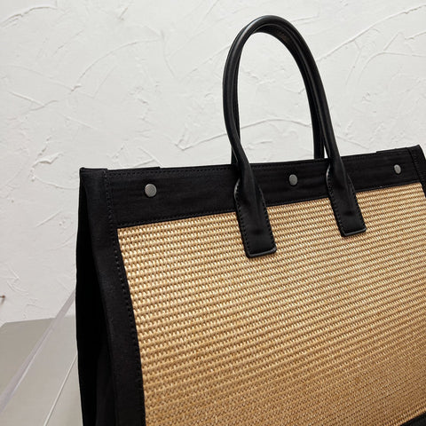 Canvas Straw Shopping Bag