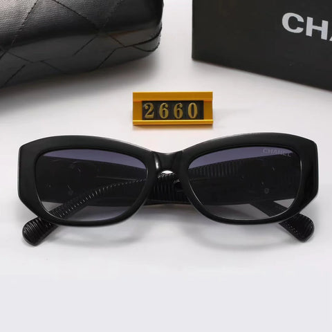 6-color stylish CC letter temple sunglasses