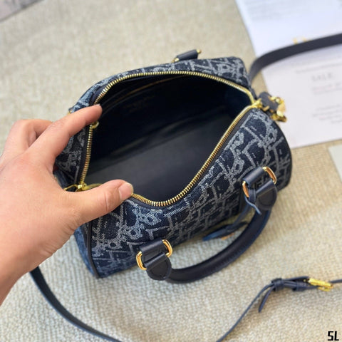 Blue Denim Dior Oblique Jacquard Groove 20 Bag