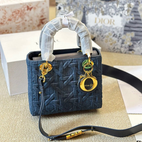 Blue Graphic Cannage Denim Small Lady Bag